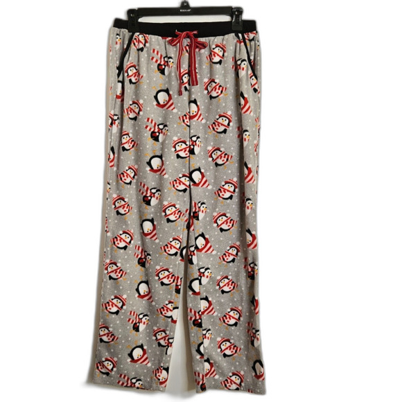 Rene Rofe Sleepwear Womens Large Pajama Lounge Pants Winter Penguins Pockets - Picture 2 of 8